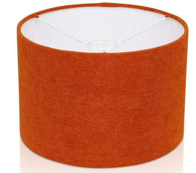 Fine Chenille Orange Lampshade Fabric Art Deco Lamp Shade Retro Drum Vintage - image 1