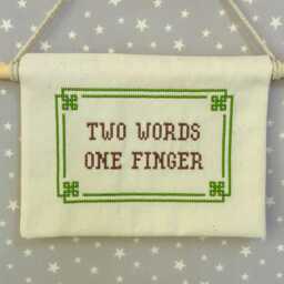 Custom Embroidered Cross Stitch Banner, Handmade Quote Wall Hanging - thumbnail 2