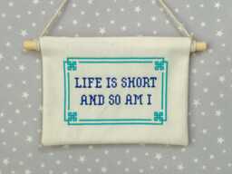 Custom Embroidered Cross Stitch Banner, Handmade Quote Wall Hanging