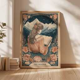 Woman Reading Poster, Gift, Summer Floral Wall Art, Feminine Aesthetic Print, Girl in Flowers Artwork, Book Lover Decor - thumbnail 2