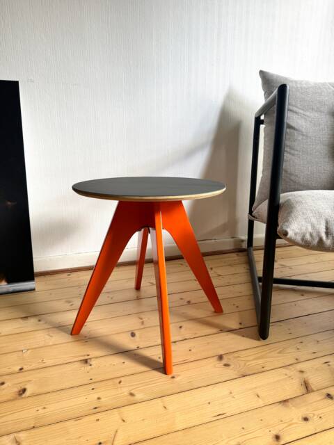 Side Table - Unique Piece Orange Frame Linoleum Top One-Of-A-Kind Coffee Minimalist Nightstand - image 1