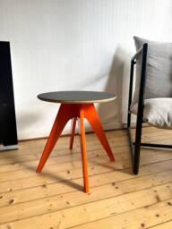 Side Table - Unique Piece Orange Frame Linoleum Top One-Of-A-Kind Coffee Minimalist Nightstand - thumbnail 1