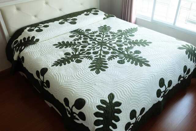 Custom Hawaii Quilt, Museum Quality Botanical Bedspread, Hand Appliqu?? Cotton Bed Cover, Breadfruit Decor, Island Retreat Bedding Queen King - image 1