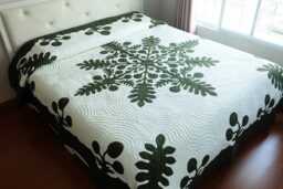 Custom Hawaii Quilt, Museum Quality Botanical Bedspread, Hand Appliqu?? Cotton Bed Cover, Breadfruit Decor, Island Retreat Bedding Queen King - thumbnail 1