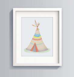Teepee Art Print - Tribal Cowboys & Indians Theme Nursery Decor Baby Shower Gift Sweet Cheeks Images - thumbnail 1