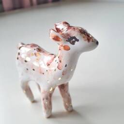Roe Deer Figurine, Bambi Cake Topper, Cute Desk Decor, Nursery Shelf Tiny Totem, Figure, Statue - thumbnail 2