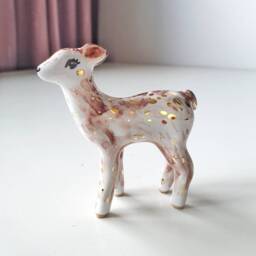 Roe Deer Figurine, Bambi Cake Topper, Cute Desk Decor, Nursery Shelf Tiny Totem, Figure, Statue - thumbnail 4