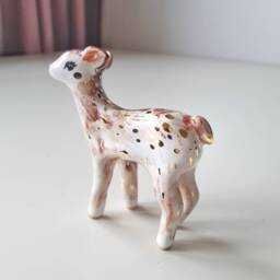 Roe Deer Figurine, Bambi Cake Topper, Cute Desk Decor, Nursery Shelf Tiny Totem, Figure, Statue - thumbnail 3