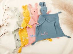 Custom Cotton Comforter, Personalized Baby Gift, Baby Shower Gift, Security Blanket, Embroidered Muslin Comforter, Girl/Boy Comforter - thumbnail 1