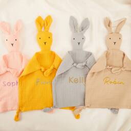 Custom Cotton Comforter, Personalized Baby Gift, Baby Shower Gift, Security Blanket, Embroidered Muslin Comforter, Girl/Boy Comforter - thumbnail 2