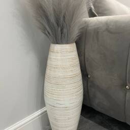 60cm Tall White Washed With Natural Colourings Handmade Bamboo Vase - thumbnail 2
