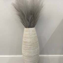 60cm Tall White Washed With Natural Colourings Handmade Bamboo Vase - thumbnail 3