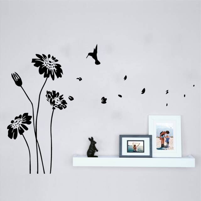 Flowers's in The Wind Vinyl Wall Art, Decal, Sticker, Transfer, Mural, Decor, Rent Friendly, Interior, Exterior, Full Removable, - 0415 - image 1