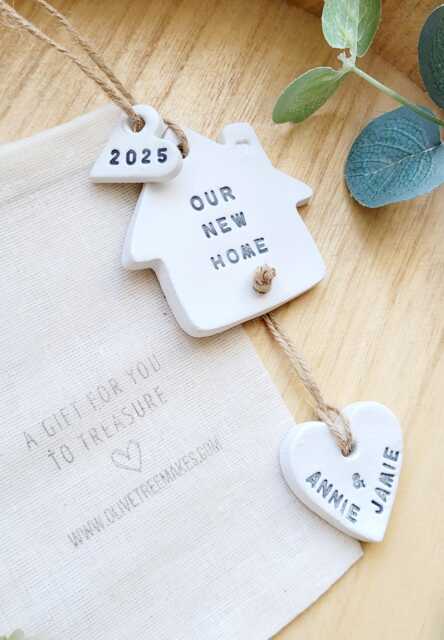 Our New Home Personalised Gift, 2025 Hanging House Clay Keepsake, House, First Happy Place, Sweet - image 1