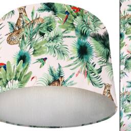 White Velvet Jungle Lampshade Tropical Animal Print, Copper Lined - thumbnail 3