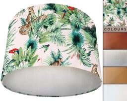 White Velvet Jungle Lampshade Tropical Animal Print, Copper Lined - thumbnail 1