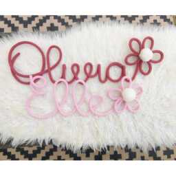 Personalised Knitted Wire Name Sign With Flower, Custom Nursery Wall Decor - thumbnail 3