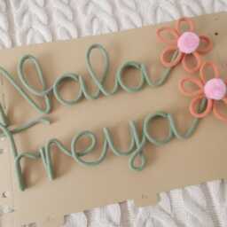 Personalised Knitted Wire Name Sign With Flower, Custom Nursery Wall Decor - thumbnail 4