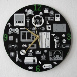 Retro Video Games Painted Vinyl Record Clock, Wall Clock. Gift For Gamer - thumbnail 2