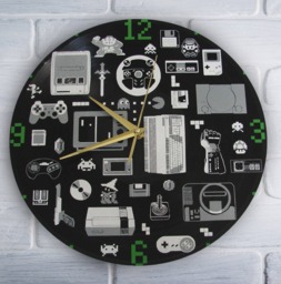 Retro Video Games Painted Vinyl Record Clock, Wall Clock. Gift For Gamer