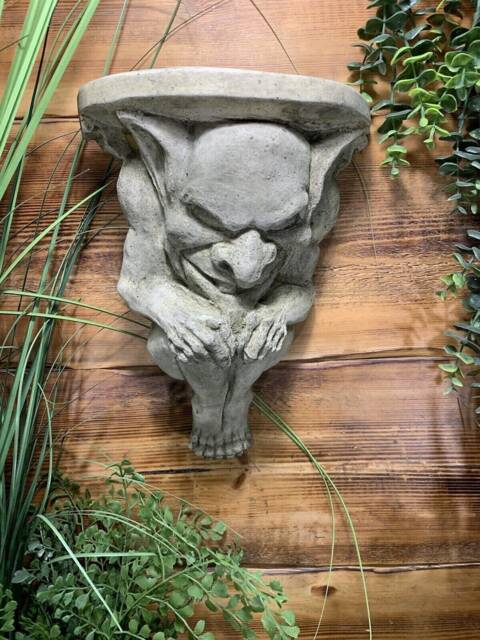 stone Garden Large Gargoyle Gothic Wall Hanging Sconce Shelf Plaque Ornament - image 1