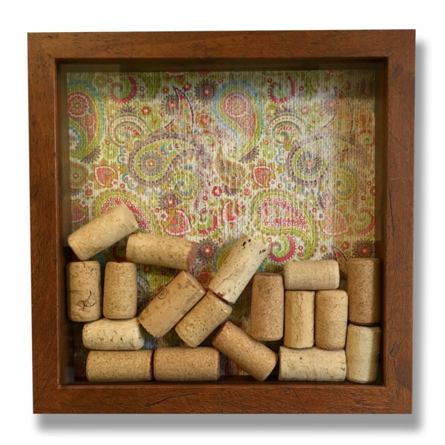 Boho Wine Cork Shadow Box, Paisley Decor, Wall Art, Gift For Lover, For Her, Sister Gift - image 1