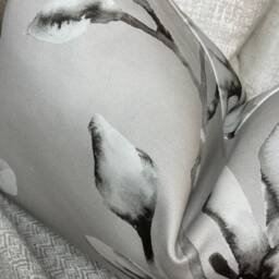 "Lotus By Harlequin Fabric Magnolia Floral Cushion Cover Grey - Bed Set Throw Pillow/Double Sided Decorative 12"" X 20" - thumbnail 3