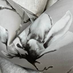"Lotus By Harlequin Fabric Magnolia Floral Cushion Cover Grey - Bed Set Throw Pillow/Double Sided Decorative 12"" X 20" - thumbnail 2