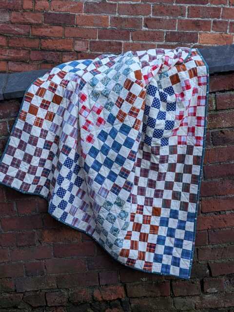 Simple Patchwork Memory Quilt Blanket Made From A Loved One's Clothing - image 1