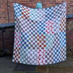 Simple Patchwork Memory Quilt Blanket Made From A Loved One's Clothing - thumbnail 4