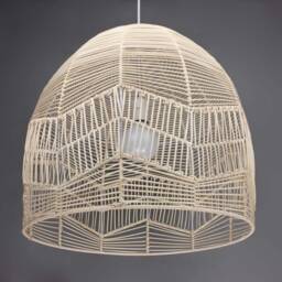 "Handwoven Rattan Pendant Light, Rustic Ceiling Lampshade Size W17.7"" X 17.7" - thumbnail 3