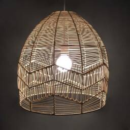 "Handwoven Rattan Pendant Light, Rustic Ceiling Lampshade Size W17.7"" X 17.7" - thumbnail 2