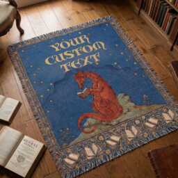 Personalized Dragon Woven Blanket - Custom Book Lover Gift, Reading Nook Decor, Dark Academia Tapestry, Medieval Fantasy Decor - thumbnail 3