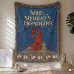 Personalized Dragon Woven Blanket - Custom Book Lover Gift, Reading Nook Decor, Dark Academia Tapestry, Medieval Fantasy Decor