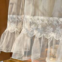 Romantic Lace Short Curtain French Embroidered Sheer Valance - thumbnail 2