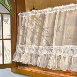 Romantic Lace Short Curtain French Embroidered Sheer Valance