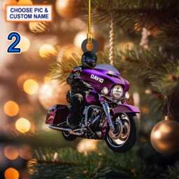 Custom Name Biker Street Glide Motorcycle Personalized Christmas Ornament, Tree Hanging Decor, Flat 2D Ornament Acrylic/ Wooden - thumbnail 2