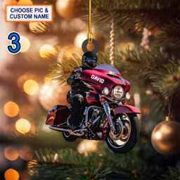 Custom Name Biker Street Glide Motorcycle Personalized Christmas Ornament, Tree Hanging Decor, Flat 2D Ornament Acrylic/ Wooden - thumbnail 3