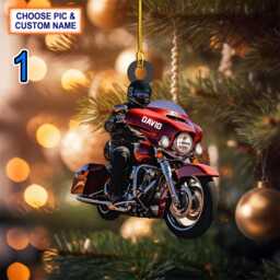Custom Name Biker Street Glide Motorcycle Personalized Christmas Ornament, Tree Hanging Decor, Flat 2D Ornament Acrylic/ Wooden - thumbnail 1
