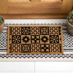 Modern Patchwork Welcome Mat I Geometric Tile Entry Rug Boho D??cor - thumbnail 3