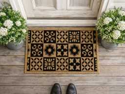 Modern Patchwork Welcome Mat I Geometric Tile Entry Rug Boho D??cor - thumbnail 1