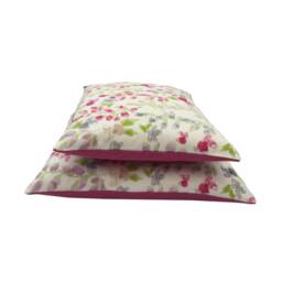 Handmade Sweetpea Floral Linen Cushion Cover Pink & Green Botanical Pillow Sham - thumbnail 3