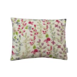 Handmade Sweetpea Floral Linen Cushion Cover Pink & Green Botanical Pillow Sham - thumbnail 2
