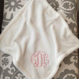 "Monogrammed Security Blanket Lovie Personal Baby Baby Boy Blue 15""x15" - thumbnail 2