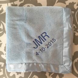 "Monogrammed Security Blanket Lovie Personal Baby Baby Boy Blue 15""x15" - thumbnail 3