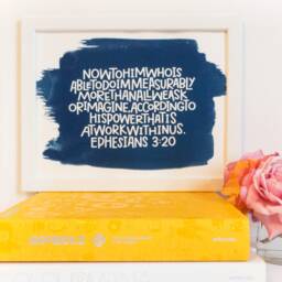 Ephesians 3 20, He Is Able, Original Scripture Wall Art, Handmade Christian Gift, Blueprint Cyanotype Sun Print, Prayer Faith Art - thumbnail 2