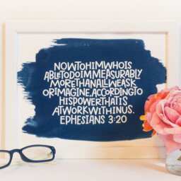 Ephesians 3 20, He Is Able, Original Scripture Wall Art, Handmade Christian Gift, Blueprint Cyanotype Sun Print, Prayer Faith Art - thumbnail 3