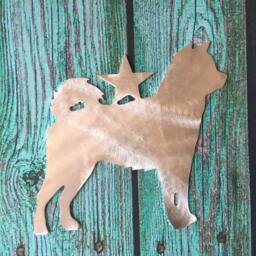 Shiba Inu, Dog Tree Topper, Holiday Decoration, Wreath Christmas, Aluminum, Stars, Unique Dog Gift, Silver, Metal Art - thumbnail 4