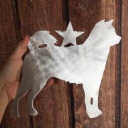 Shiba Inu, Dog Tree Topper, Holiday Decoration, Wreath Christmas, Aluminum, Stars, Unique Dog Gift, Silver, Metal Art - thumbnail 2