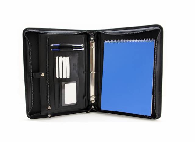 Leather Ring Binder, Leather Padfolio Black, Portfolio , Business Gift, Document Holder - image 1